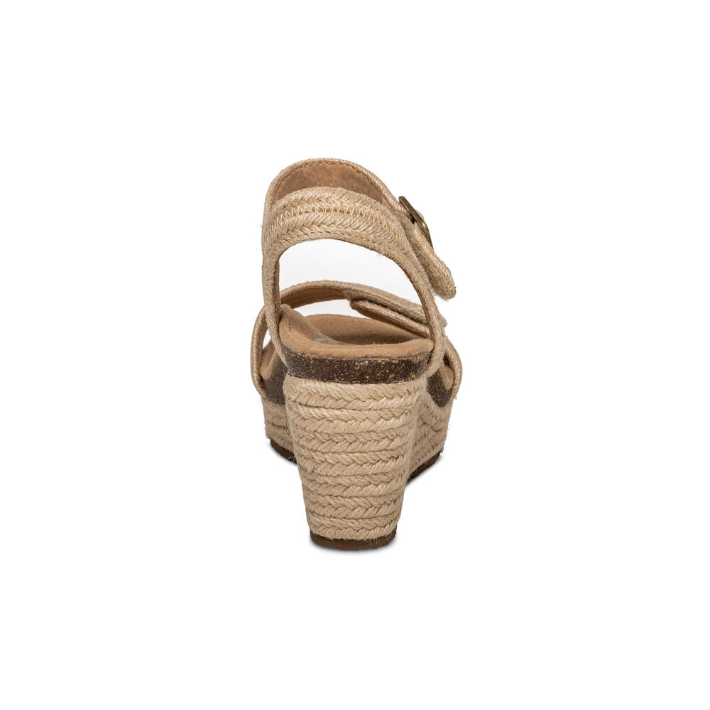 Aetrex Women's Sydney Quarter Strap Espadrille Wedge Sandals - Natural | USA RFDDOVY